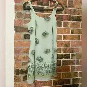 Y2K American Eagle Green and purple floral print midi dress